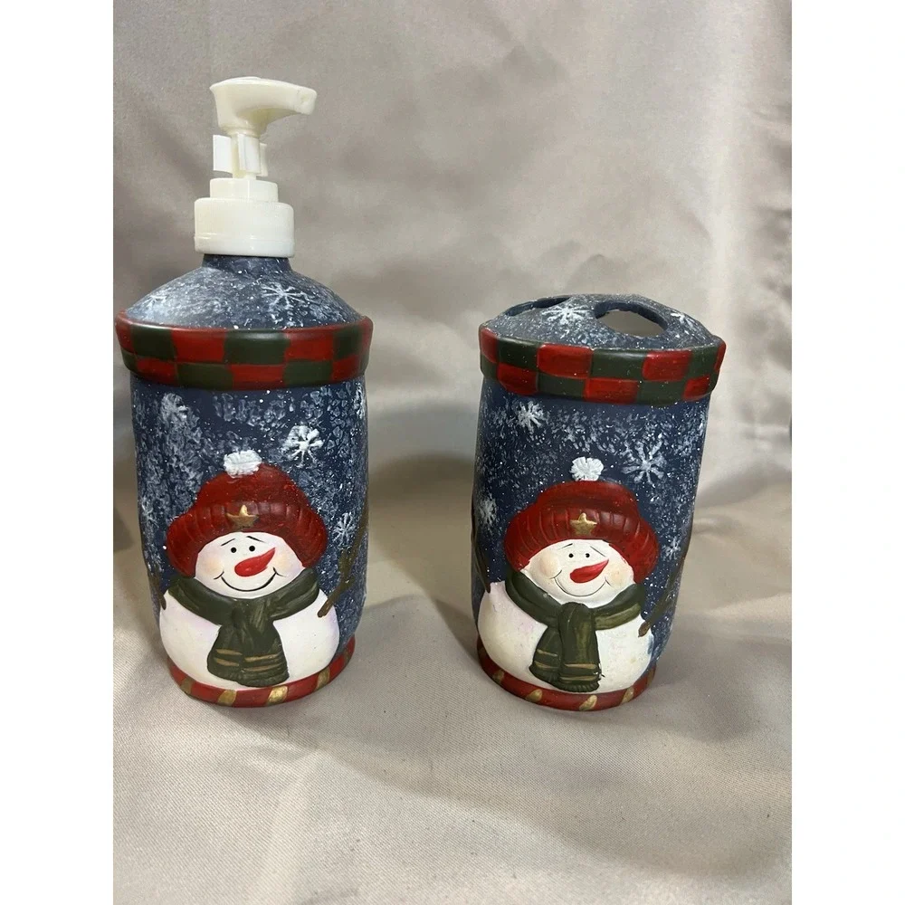 3 PC SNOWMAN CHRISTMAS BATHROOM SOAP, TOOTHBRUSH, BAR‎ SOAP (2449)